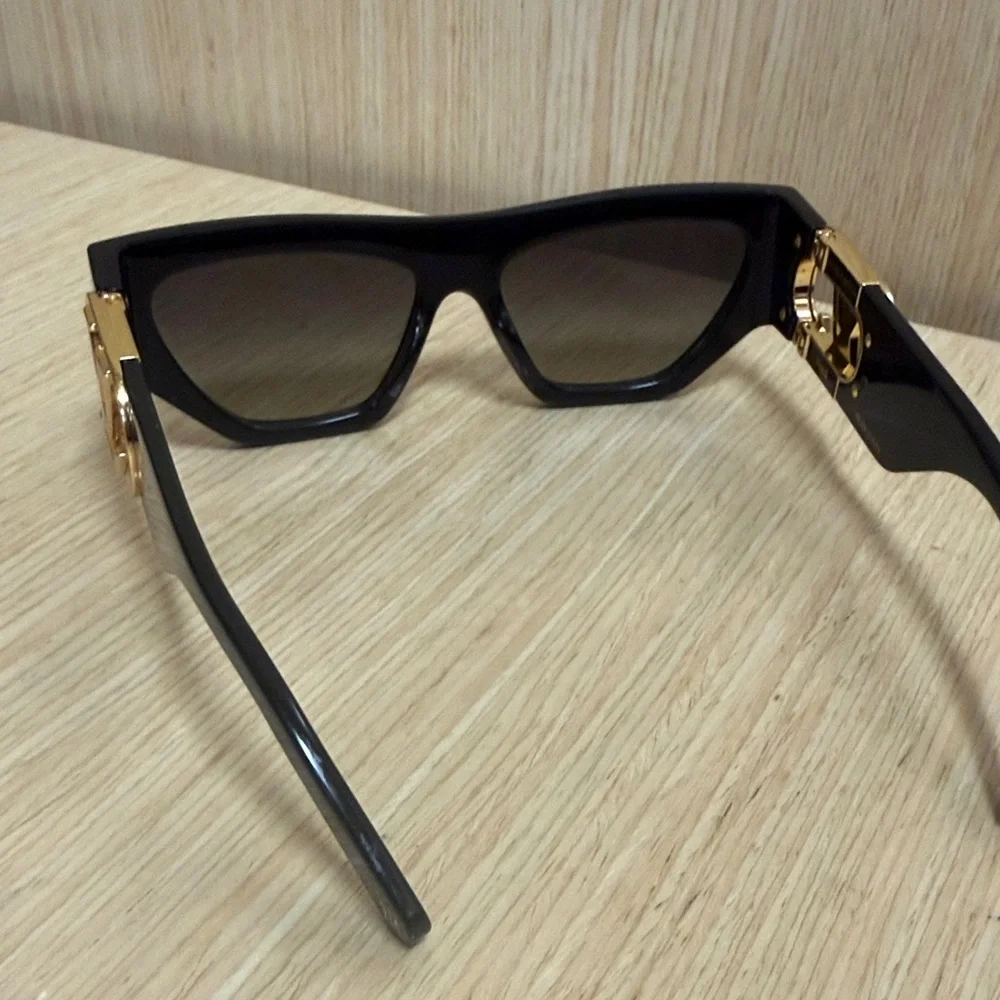 Louis Vuitton Black Sunglasses with Gold LV Medallions - Picture 2 of 4